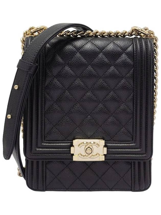 Women s AS0130 Caviar Boy Flap Gold Chain Shoulder and Crossbag - CHANEL - BALAAN 1