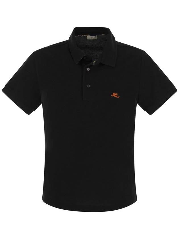 Embroidered Logo Short Sleeve Polo Shirt Black - ETRO - BALAAN 2