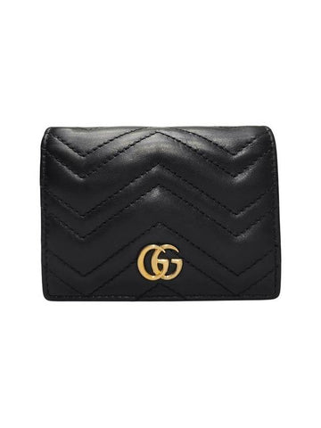 466492 GG Marmont Matelasse Black Card Case Half Wallet - GUCCI - BALAAN 1