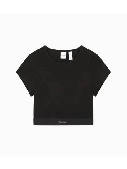 Stretch Ribbed Knit Crop Short Sleeve T-Shirt Black - CALVIN KLEIN - BALAAN 2