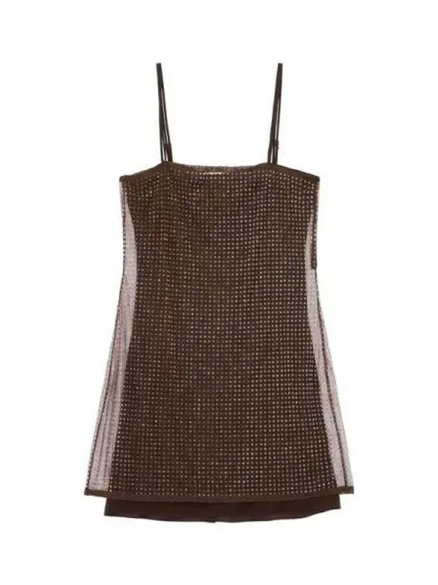 Clear Beads Hotfix Slip Dress Choco 270914 - ALEXANDER WANG - BALAAN 1