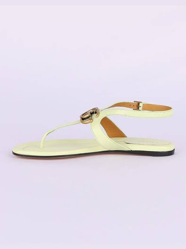 Double G Leather Flat Sandals Light Green - GUCCI - BALAAN 4