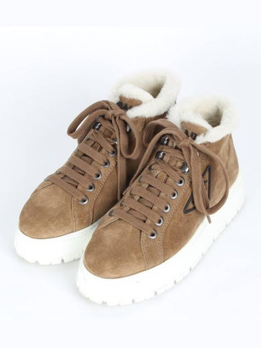 Triangle logo suede boot sneakers 36 5 235 - PRADA - BALAAN 1