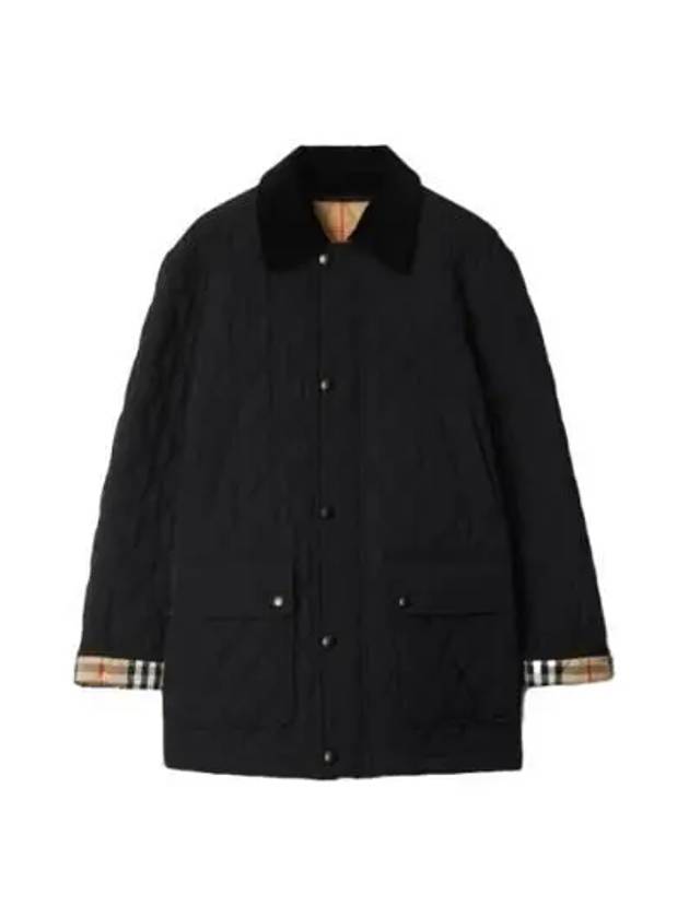 Barn Corduroy Collar Quilted Jacket Black - BURBERRY - BALAAN 2