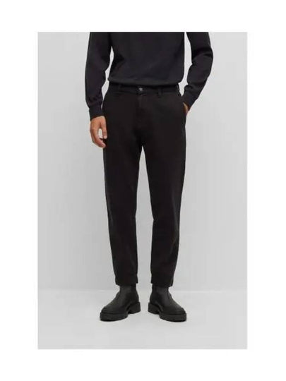 Tapered Fit Chino Cotton Gabardine Straight Pants Black - HUGO BOSS - BALAAN 2