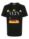 Emilo Villava VLTN Logo Flame Short Sleeve T-Shirt Black - VALENTINO - BALAAN 2