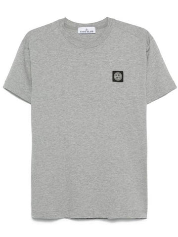 Logo Patch Short Sleeve T-Shirt Dust Grey Melange - STONE ISLAND - BALAAN 1