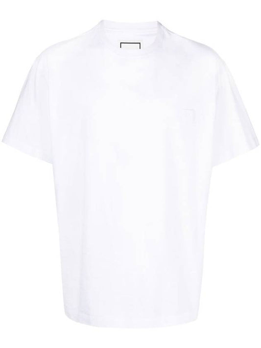 Men's Pyramid Back Logo Crew Neck Cotton Short Sleeve T-Shirt White - WOOYOUNGMI - BALAAN 1