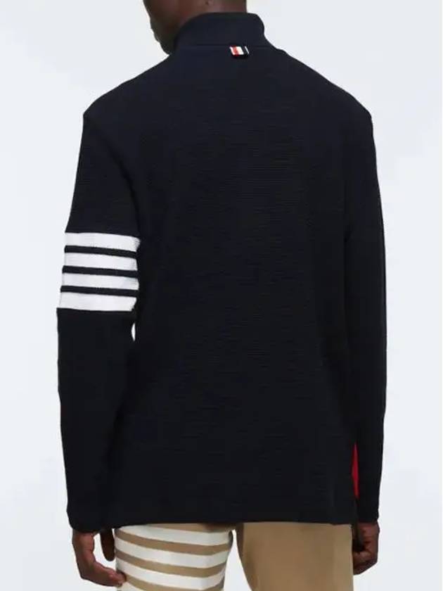 Men's Diagonal Striped High Neck Wapple Knit Top Navy - THOM BROWNE - BALAAN 3