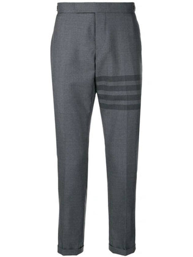 Diagonal Plain Weave Classic Wool Slacks Grey - THOM BROWNE - BALAAN 1