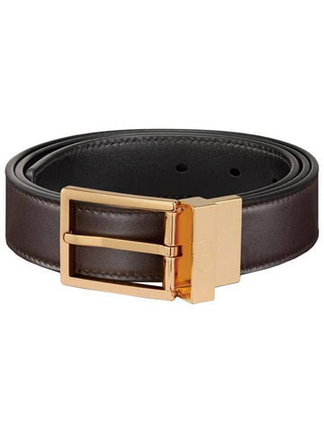 logo detail buckle reversible leather belt black brown - DIOR - BALAAN 1