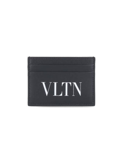 VLTN Logo Print Leather Card Wallet Black - VALENTINO - BALAAN 2