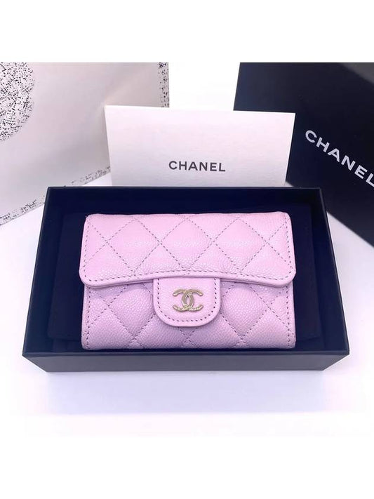 24S Women's Classic Card Holder Wallet Caviar Season Light Pink Siamese AP0214 - CHANEL - BALAAN 2