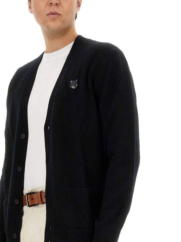 Bold Fox Head Patch Regular Lambswool Cardigan Black - MAISON KITSUNE - BALAAN 5