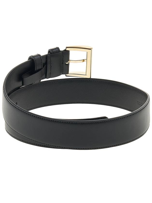 Triangle Logo Plaque City Leather Belt Black - PRADA - BALAAN 5