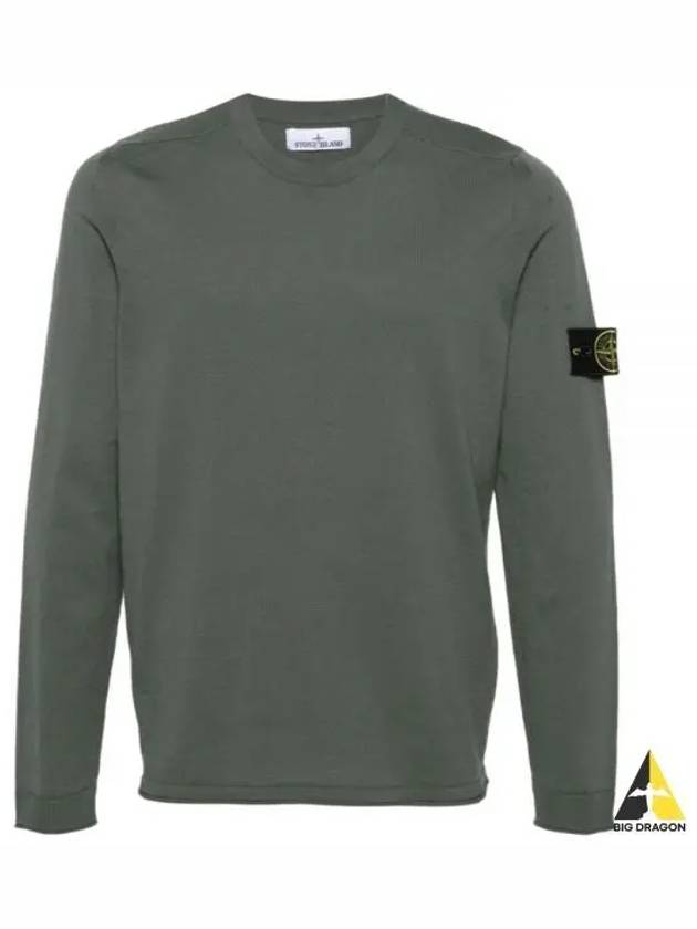 Raw Hand Cotton Crewneck Knit Top Dark Green - STONE ISLAND - BALAAN 2