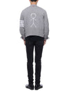 Men's 4 Bar Mr. Tom Icon Intarsia Bag Classic Merino Wool Cardigan Grey - THOM BROWNE - BALAAN 6