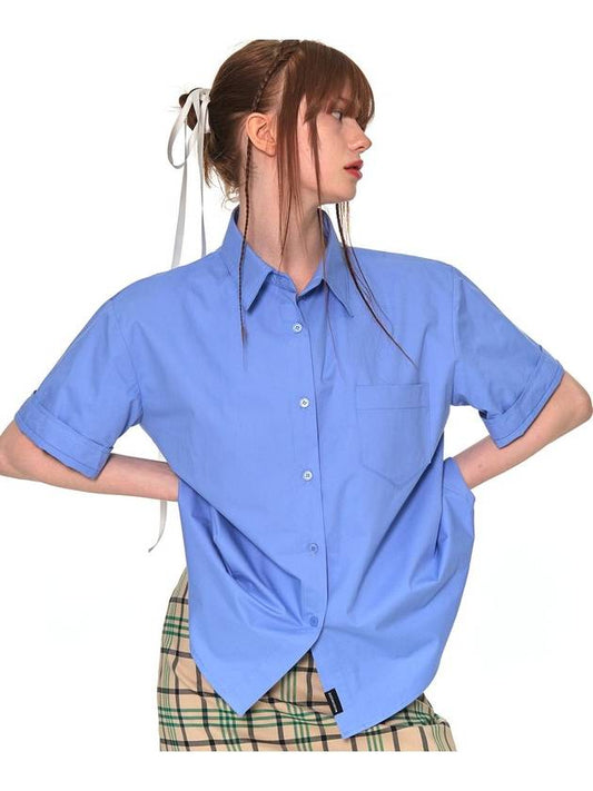 HALF COTTON OVERFIT SHIRTS BLUE - ZIZEMUSEUM - BALAAN 2