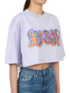 Graphic Logo Print Cropped Cotton Short Sleeve T-shirt Light Purple - MARNI - BALAAN 4