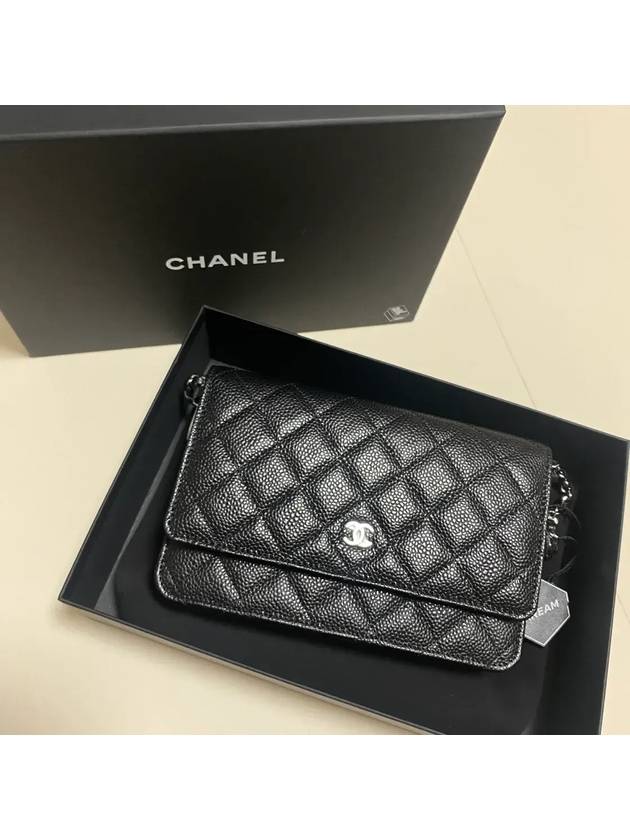 Classic Crossbag On Chain Grained Calfskin & Silver Black - CHANEL - BALAAN 7