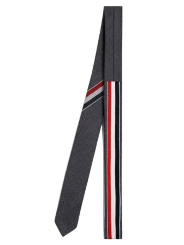 Three-Line Engineer Stripe Wool  Neck Tie Dark Grey - THOM BROWNE - BALAAN 3