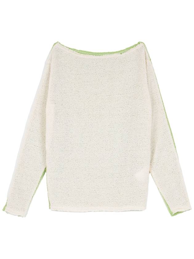 Reversible Boat Neck Boucle Knit Ivory Green - HIGH SCHOOL DISCO - BALAAN 2