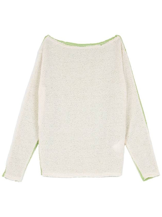 Reversible Boat Neck Boucle Knit Ivory Green - HIGH SCHOOL DISCO - BALAAN 2