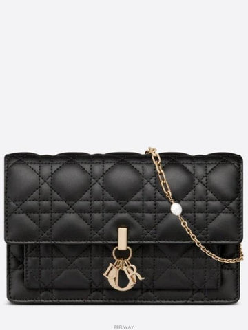 LADY Chain Pouch Black Cannage Bag - DIOR - BALAAN 1