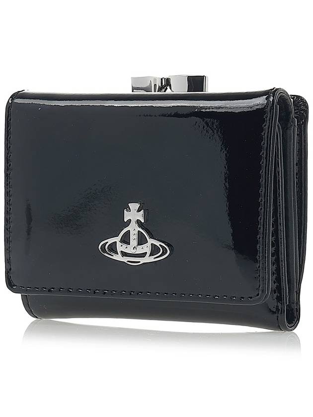 Shiny Patent Small Frame Leather Card Wallet Black - VIVIENNE WESTWOOD - BALAAN 3