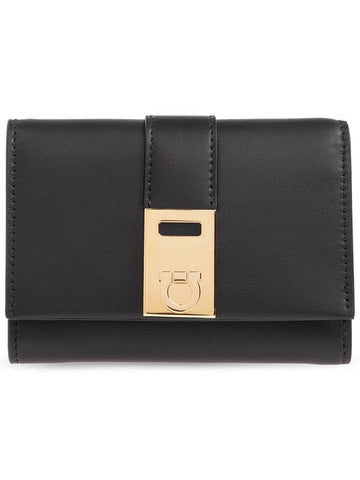 FERRAGAMO ‘French’ Wallet With Logo, Women's, Black - SALVATORE FERRAGAMO - BALAAN 1