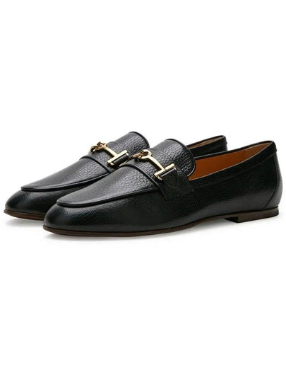 Women's Double T Logo Leather Loafers Black - TOD'S - BALAAN 2