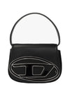 1DR Round Logo Leather Mini Shoulder Bag Black - DIESEL - BALAAN 2