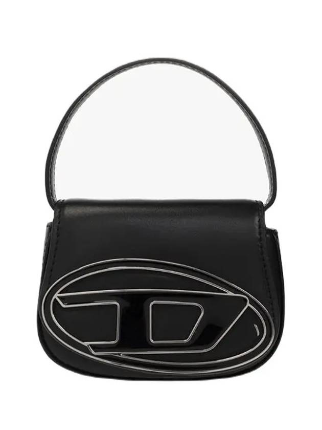 1DR Round Logo Leather Mini Shoulder Bag Black - DIESEL - BALAAN 2