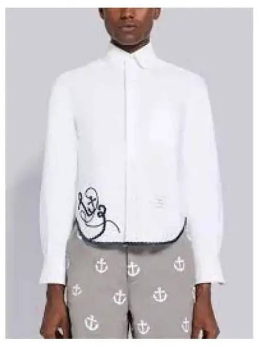 Men's Rope And Anchor Round Collar Long Sleeve Shirt White - THOM BROWNE - BALAAN 2