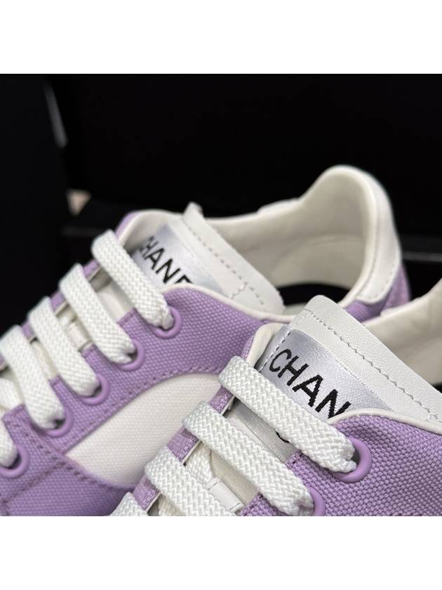 Women's Cotton Sneakers CC Logo Lilac Purple - CHANEL - BALAAN 4