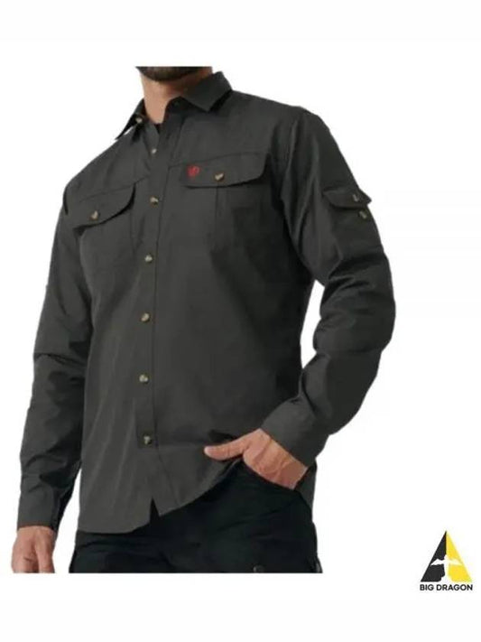 Men's SINGI Trekking Shirt Long Sleeve Dark Gray 81838030 SINGI TREKKING SHIRT LS M DARK GRAY - FJALL RAVEN - BALAAN 1