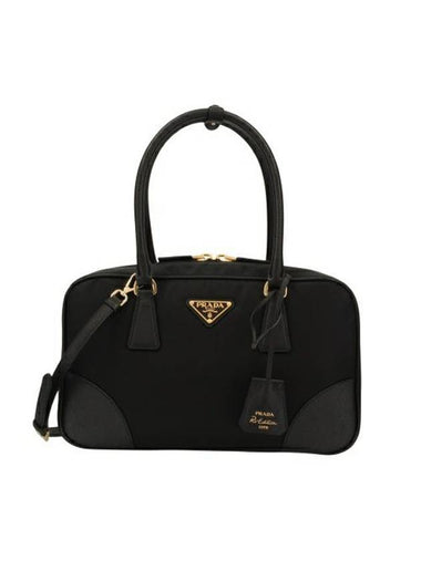 Re-Edition 1978 Re-Nylon Saffiano Leather Medium Tote Bag Black - PRADA - BALAAN 1