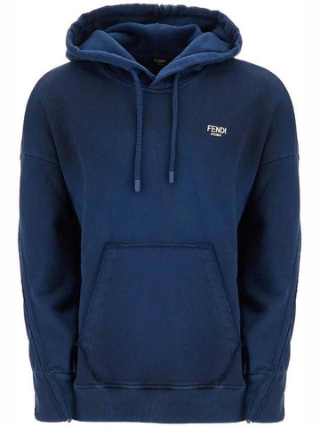 Oversized Drawstring Hoodie Blue - FENDI - BALAAN 1