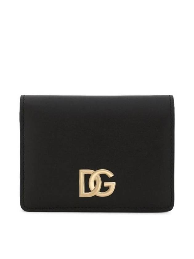 gold logo calfskin leather medium wallet black - DOLCE&GABBANA - BALAAN 2