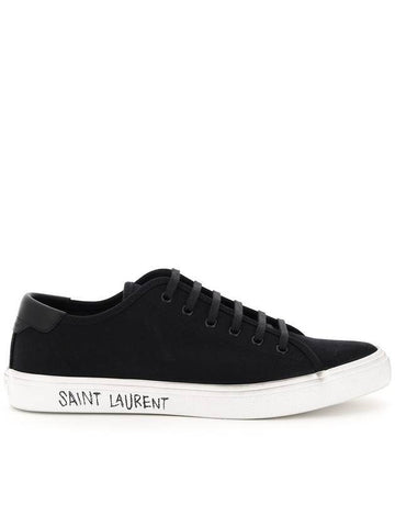 Malibu Logo Canvas Low Top Sneakers Black - SAINT LAURENT - BALAAN 1