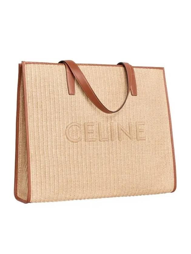 Large Cabas Raffia Effect Textile Celine Embroidery Tote Bag Natural - CELINE - BALAAN 4