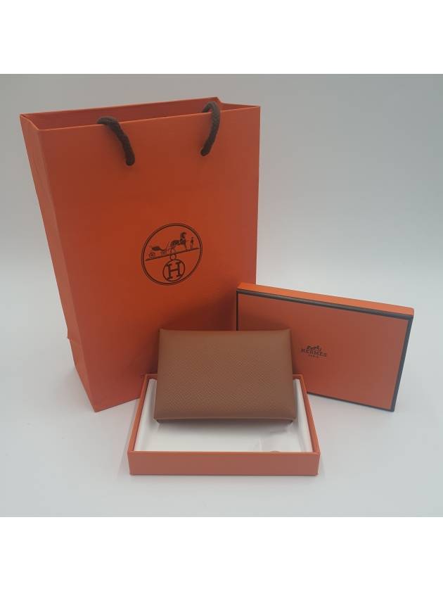 Calvi Epsom Palladium Hardware Card Wallet Gold - HERMES - BALAAN 2