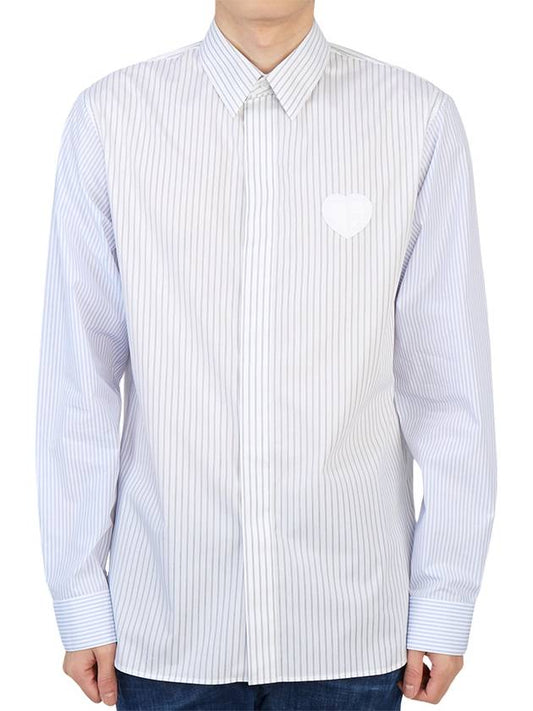 Heart Logo Patch Striped Long Sleeve Shirt White - DIOR - BALAAN 2