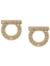 Gancini Crystal Small Earrings Gold - SALVATORE FERRAGAMO - BALAAN 3