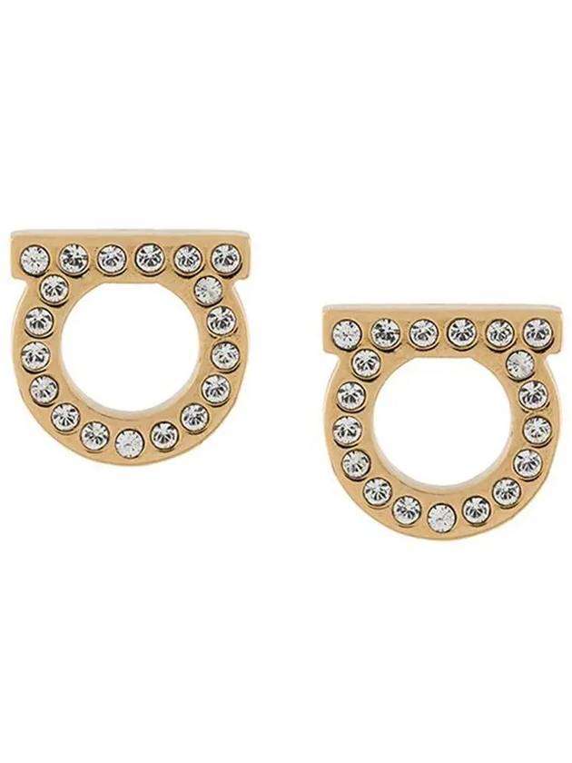 Gancini Crystal Small Earrings Gold - SALVATORE FERRAGAMO - BALAAN 3