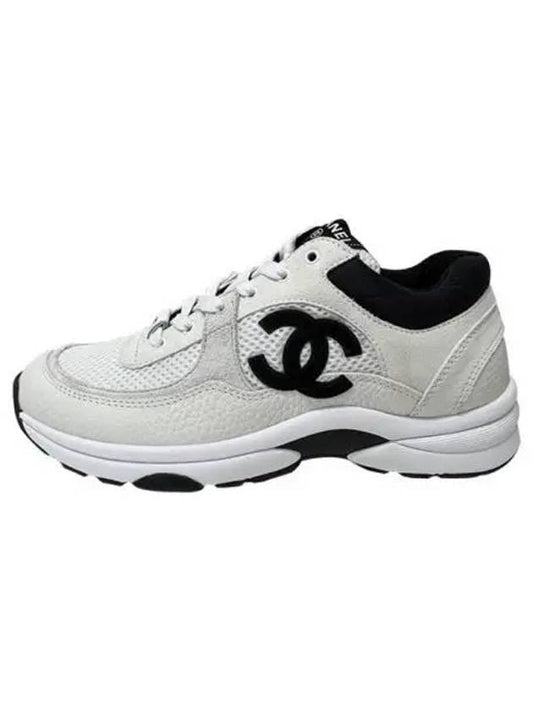 Mesh Suede Calf Skin Sneakers White Black Men s Shoes 270335 - CHANEL - BALAAN 1