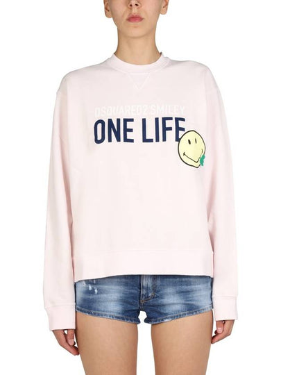 Women's Smiley Cotton Cool Fit Sweatshirt Pink - DSQUARED2 - BALAAN 2