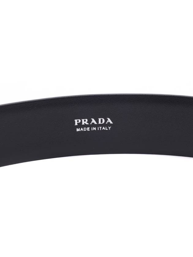 Metal Buckle Saffiano Leather Belt Black - PRADA - BALAAN 7