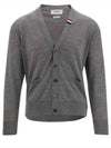 Men's Jersey Stitch V-Neck Cardigan Light Grey - THOM BROWNE - BALAAN 2