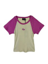 Women's Graffiti Raglan Baby Crop Short Sleeve T-Shirt Bubblegum - STUSSY - BALAAN 1